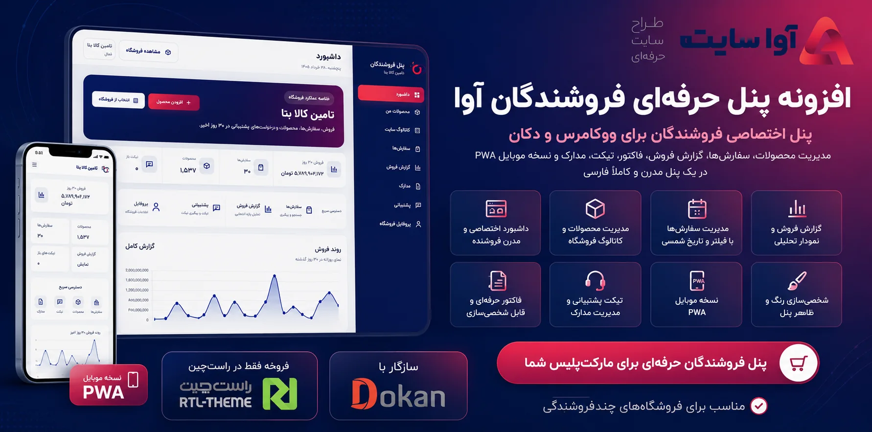 پیش‌نمایش پنل فروشندگان آوا